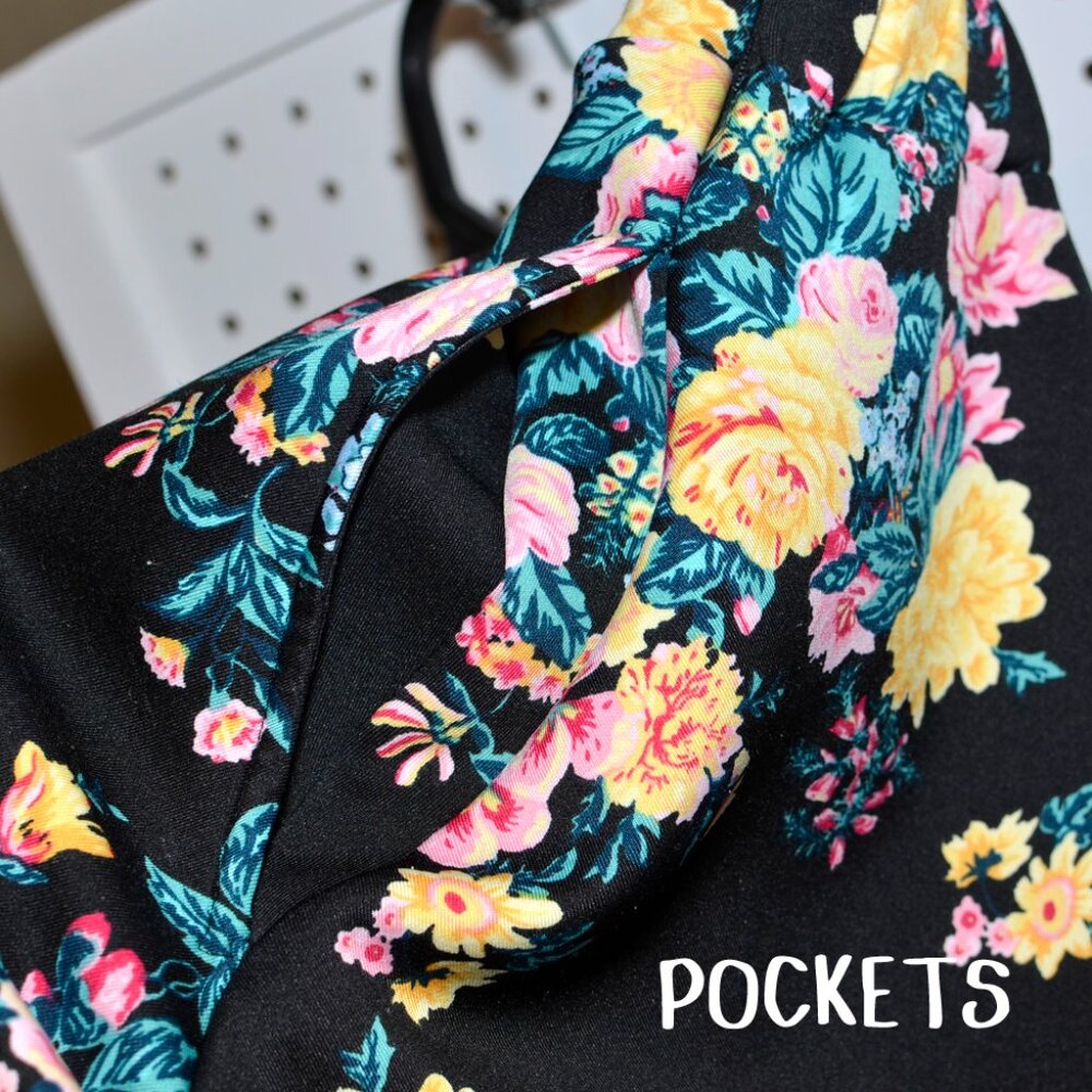 Plus Size 2X Ashley Nell Tipton Vintage Style Floral On Black Midi Skirt - Picture 7 of 12